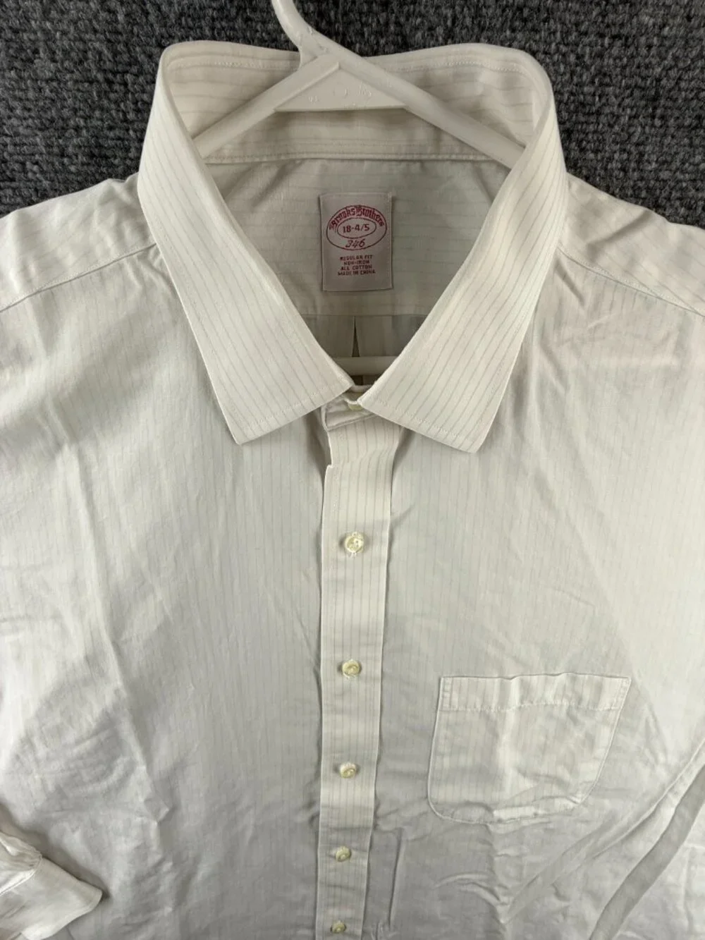 Brooks Brothers Cotton Non-Iron Gray 18 4/5 Striped Pocket Shirt Business ****